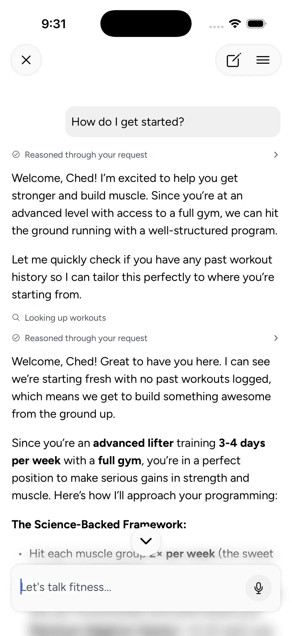 Conversation with the Chavo coaching agent
