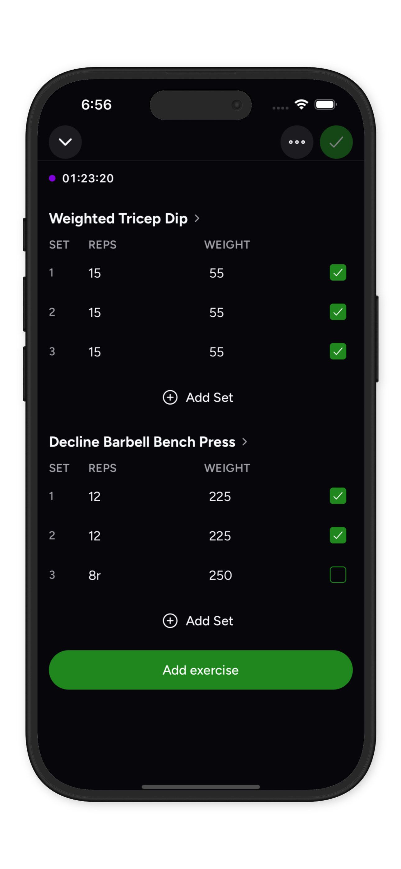 Workout Logging Interface