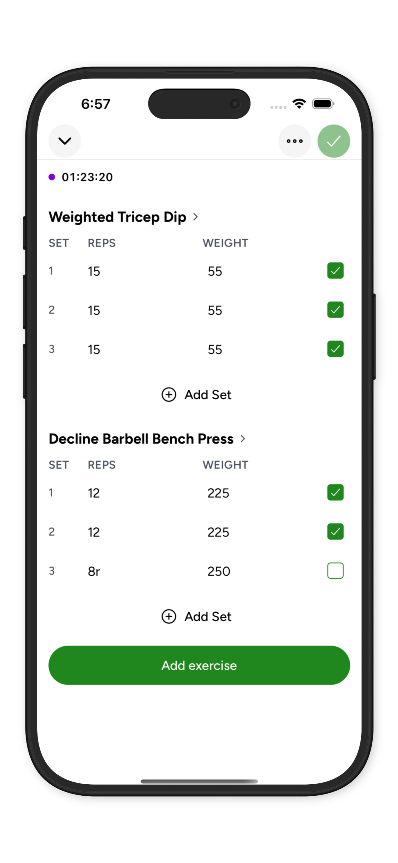 Workout Logging Interface